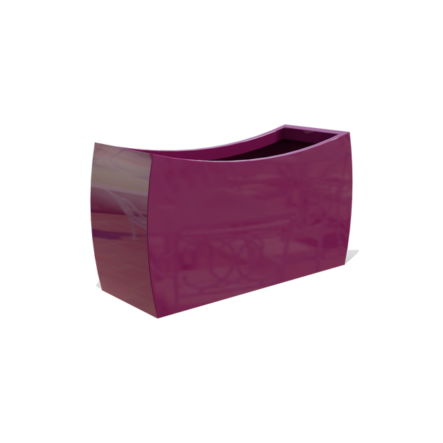 Seoul curved rectangular fiberglass planter in Gloss Eggplant