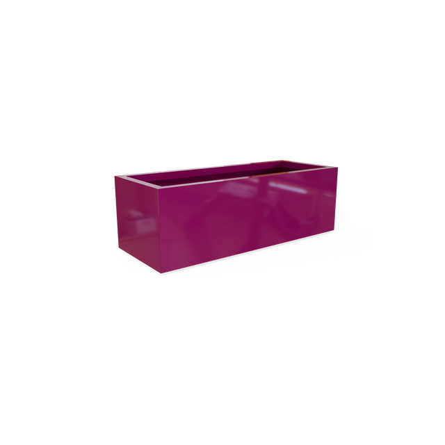Cuba Low Rectangular Planter in Gloss Eggplant