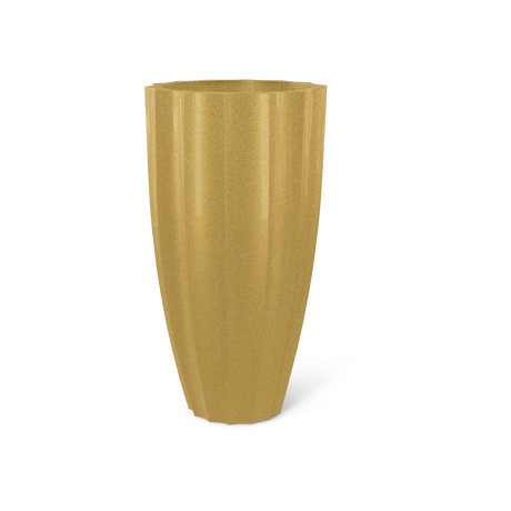 San Jose Tall Fluted Planter, Gloss Metallic Gold finish