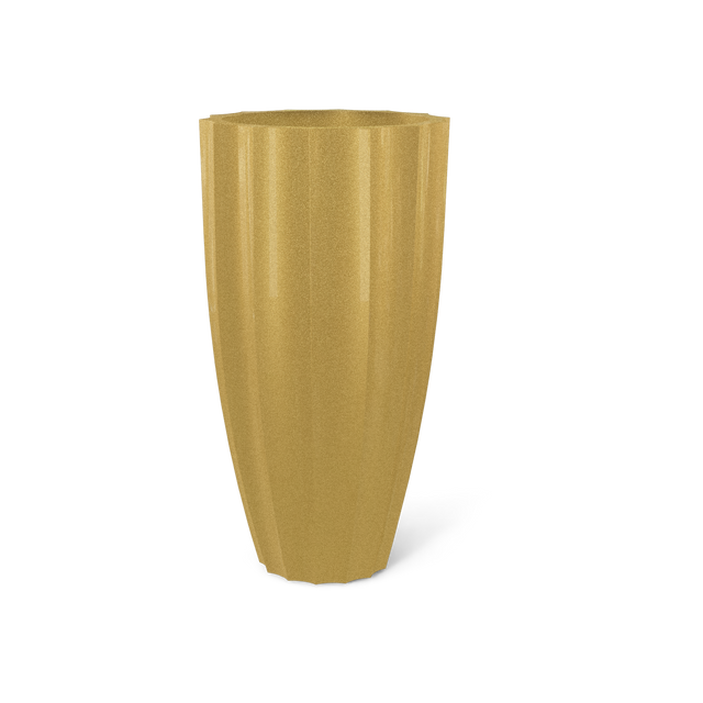 San Jose Tall Fluted Planter in Gloss Metallic Gold
