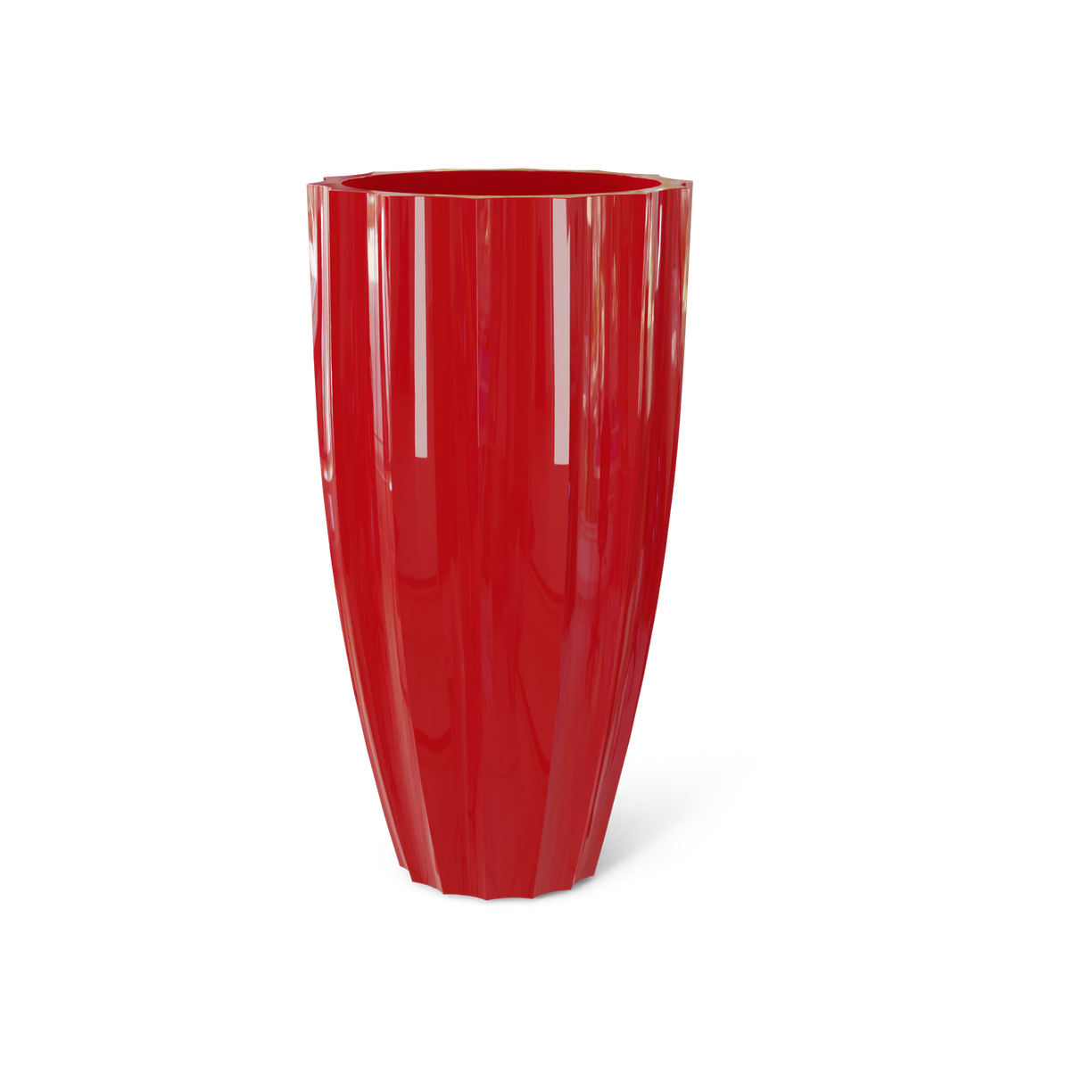 San Jose tall fluted fiberglass planter in Gloss Red