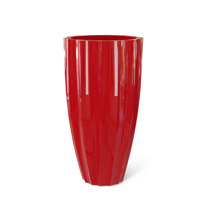 San Jose Tall Fluted Planter, Gloss Red finish