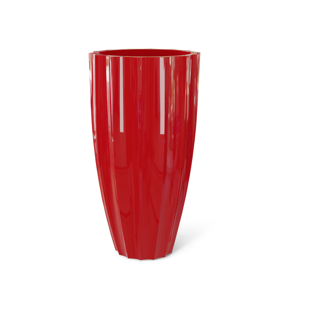 San Jose Tall Fluted Planter in Gloss Red