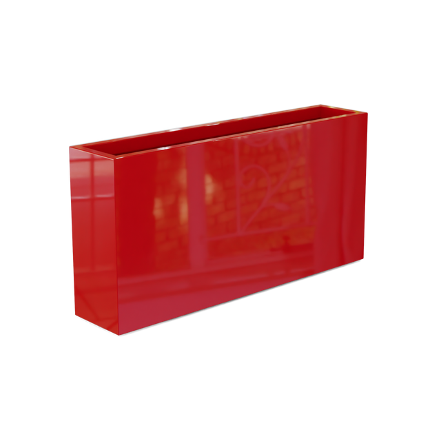 Milano Narrow Rectangular Planter in Gloss Red