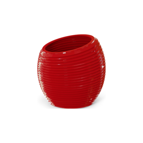 Spiral Round Planter, Gloss Red finish