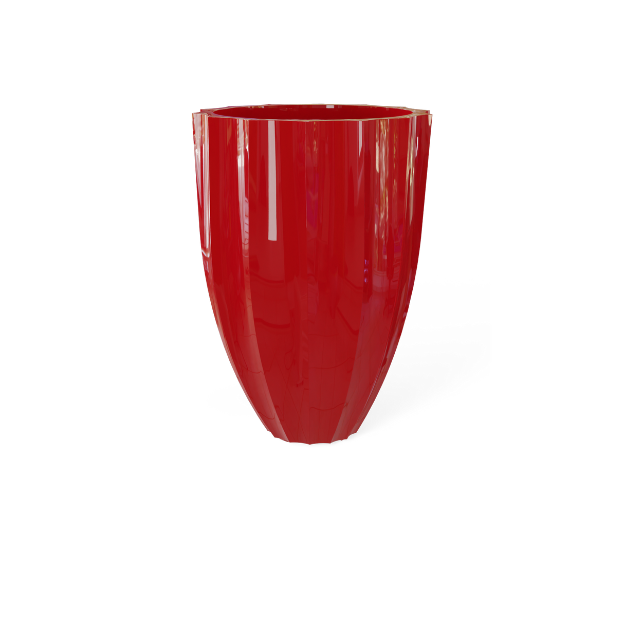 Alicante Fluted Planter, Gloss Red finish