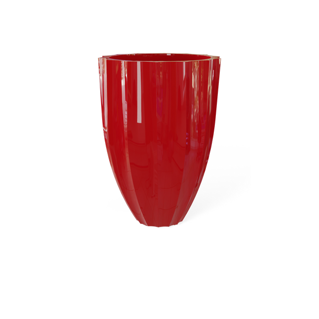 Alicante Fluted Planter in Gloss Red