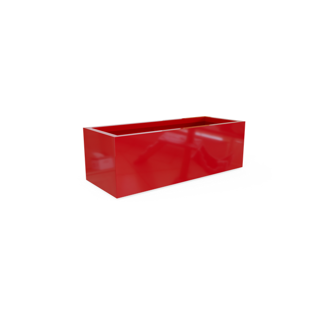 Cuba Low Rectangular Planter in Gloss Red