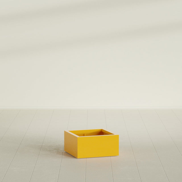 Antwerp corner fiberglass planter in Gloss Saffron