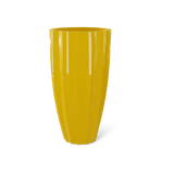 San Jose tall fluted fiberglass planter in Gloss Saffron