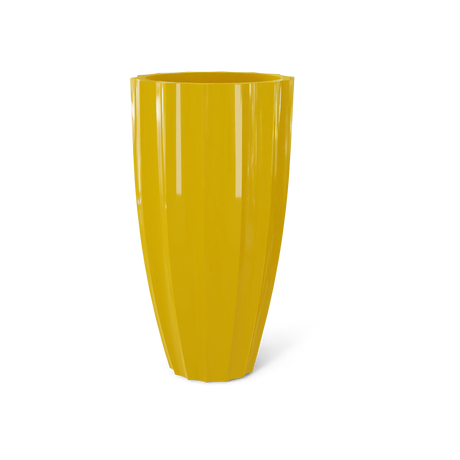 San Jose Tall Fluted Planter, Gloss Saffron finish