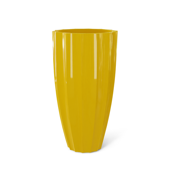San Jose Tall Fluted Planter in Gloss Saffron