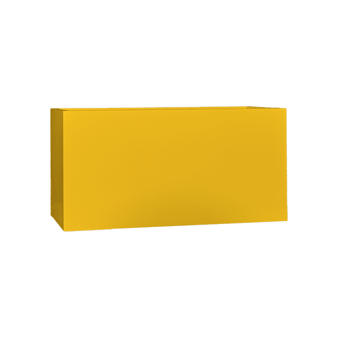 Camoux narrow rectangular fiberglass planter in Gloss Saffron