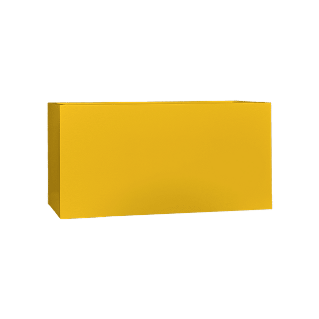 Camoux narrow rectangular fiberglass planter in Gloss Saffron