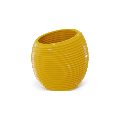 Spiral Round Planter, Gloss Saffron finish