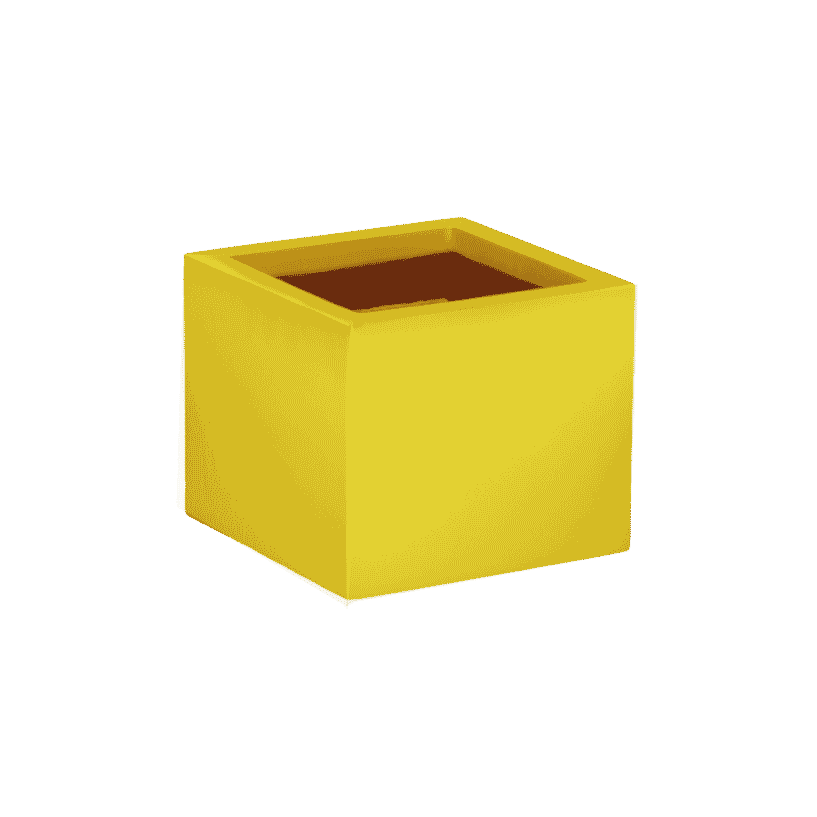 Antwerp corner fiberglass planter in Gloss Saffron