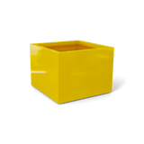 Torino corner fiberglass planter in Gloss Saffron