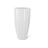 San Jose tall fluted fiberglass planter in Gloss Bright White