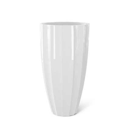 San Jose Tall Fluted Planter, Gloss Bright White finish