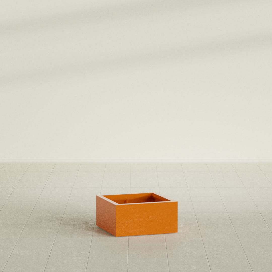 Antwerp corner fiberglass planter in Gloss Tangerine