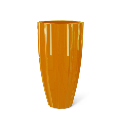 San Jose Tall Fluted Planter, Gloss Tangerine finish