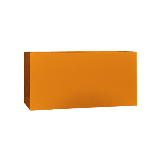 Camoux narrow rectangular fiberglass planter in Gloss Tangerine