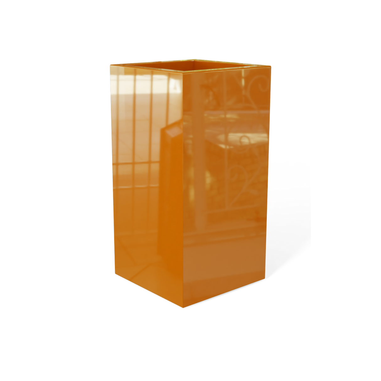 Hollywood Corner Planter, Gloss Tangerine finish