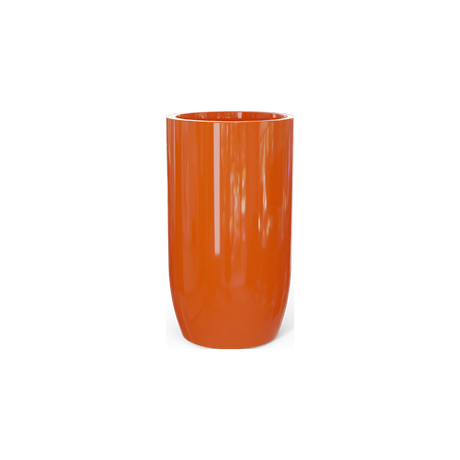 Lisbon Tall Round Planter, Gloss Tangerine finish