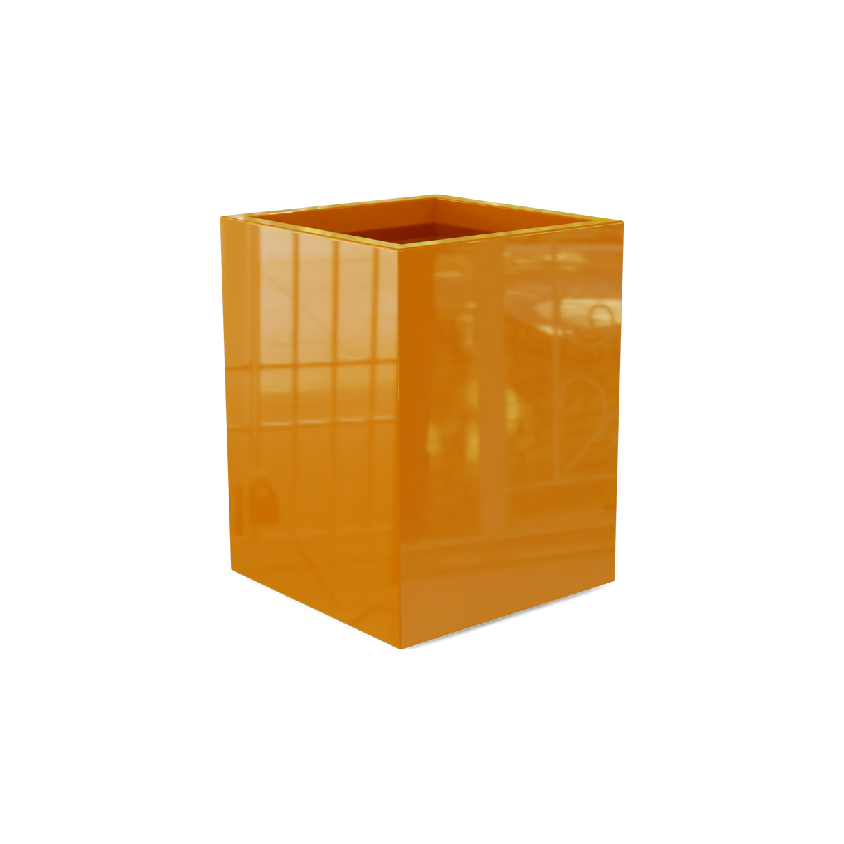 Brisbane Rectangular Planter, Gloss Tangerine finish