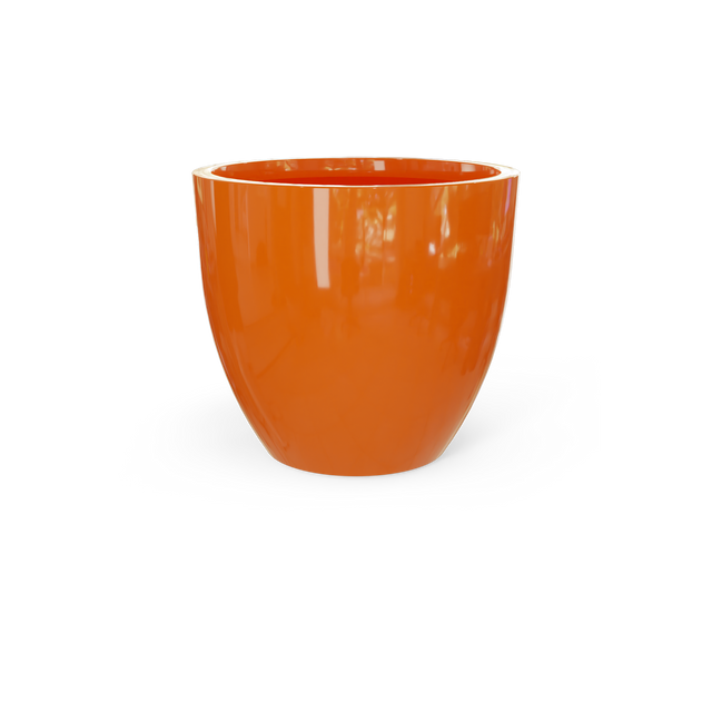 Wannsee Round Planter in Gloss Tangerine