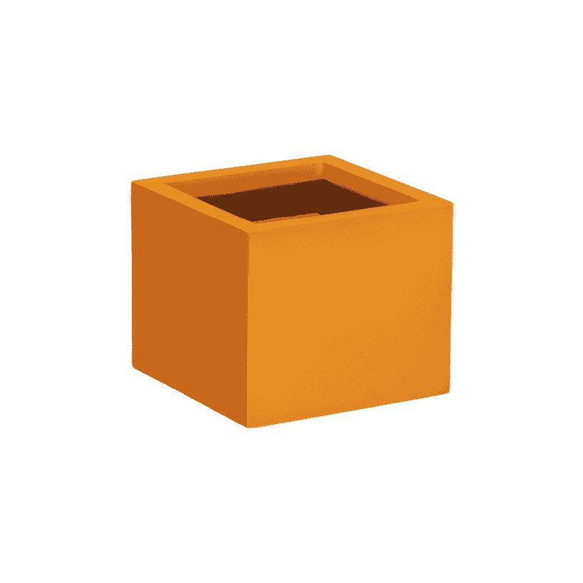 Antwerp corner fiberglass planter in Gloss Tangerine