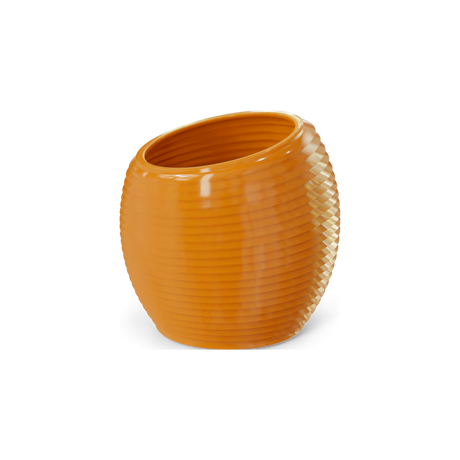 Spiral Round Planter, Gloss Tangerine finish