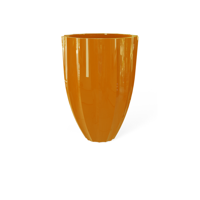 Alicante Fluted Planter in Gloss Tangerine