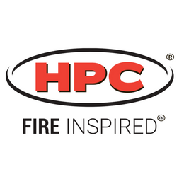 HPC logo with red letters inside black oval outline and tagline Fire Inspired in black text below.
