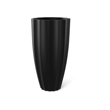 San Jose Tall Fluted Planter, Matte Black finish