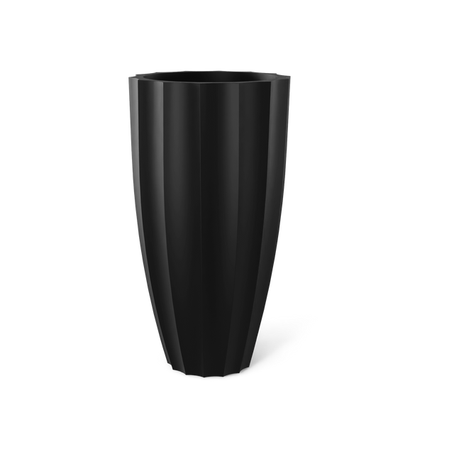 San Jose Tall Fluted Planter in Matte Black