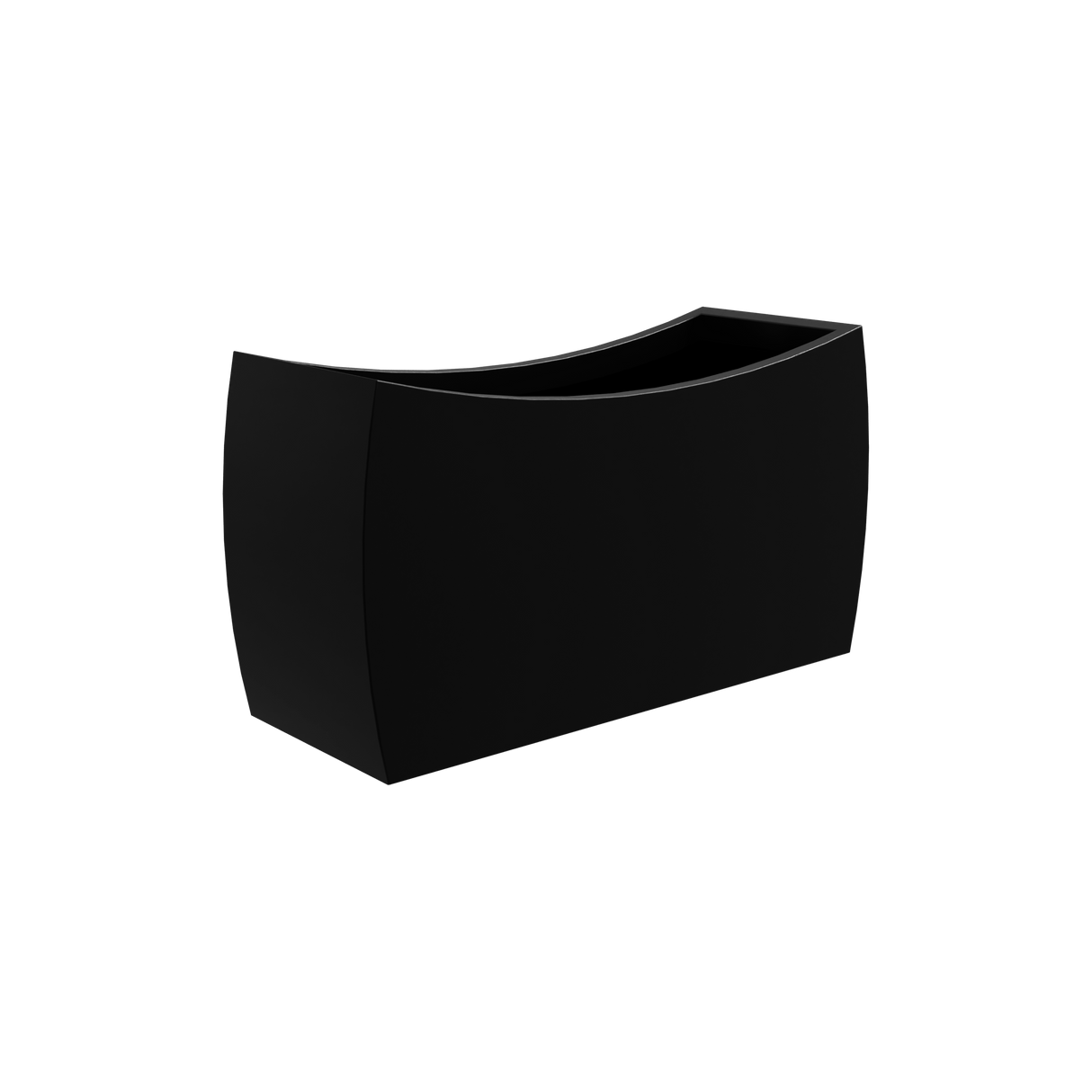 Seoul curved rectangular fiberglass planter in Matte Black