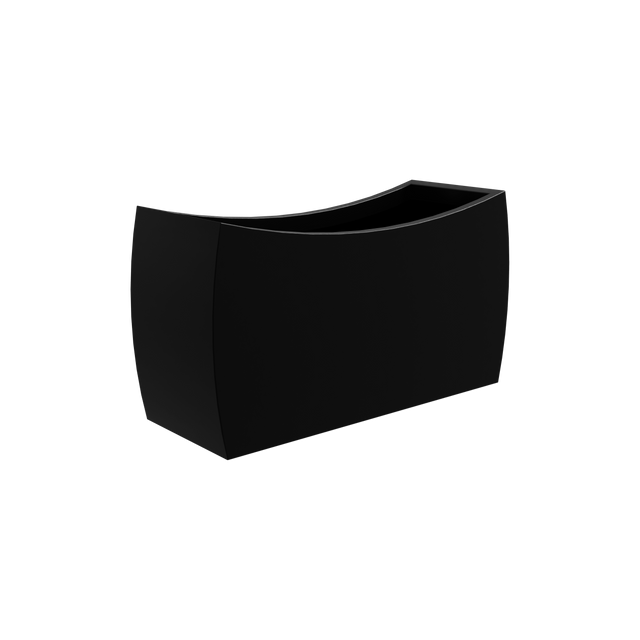 Seoul curved rectangular fiberglass planter in Matte Black