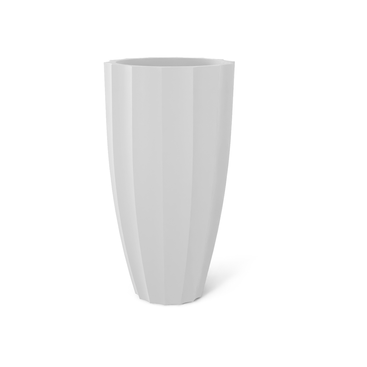 San Jose tall fluted fiberglass planter in Matte Bright White