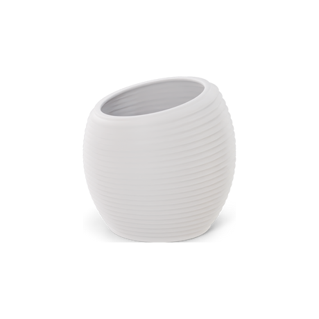 Spiral Round Planter, Matte Bright White finish