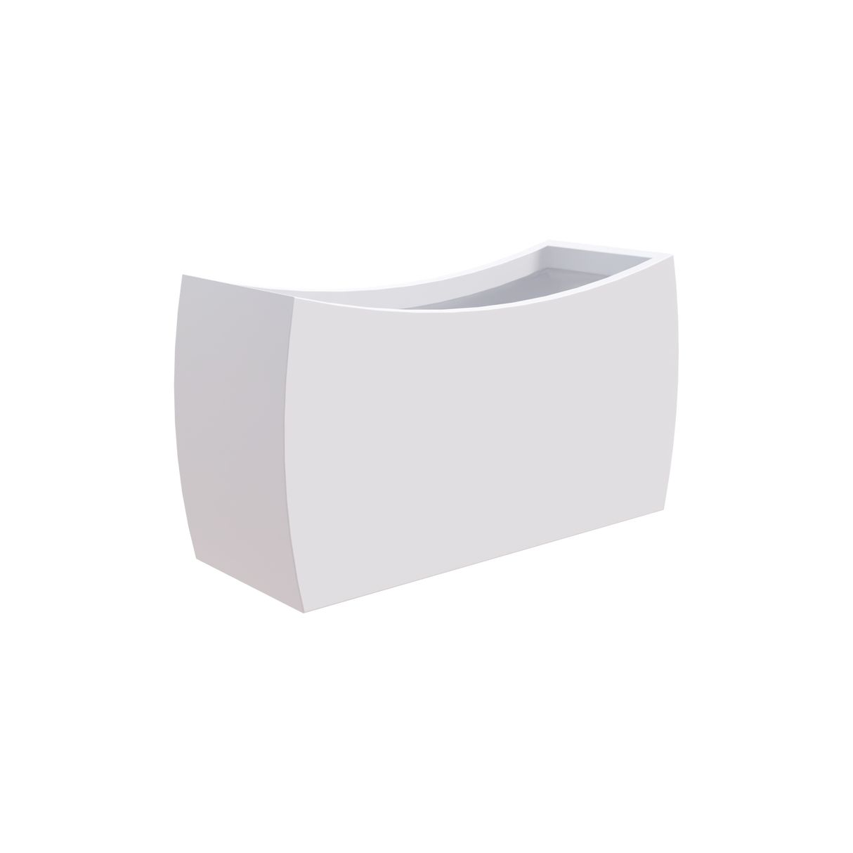 Seoul curved rectangular fiberglass planter in Matte Bright White
