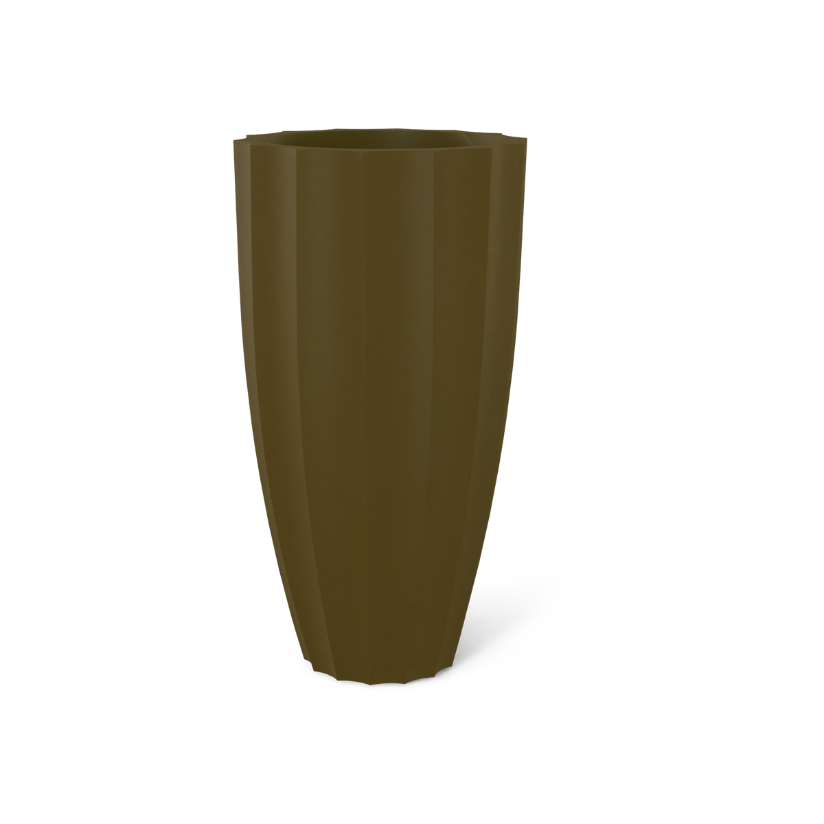 San Jose tall fluted fiberglass planter in Matte Bronze