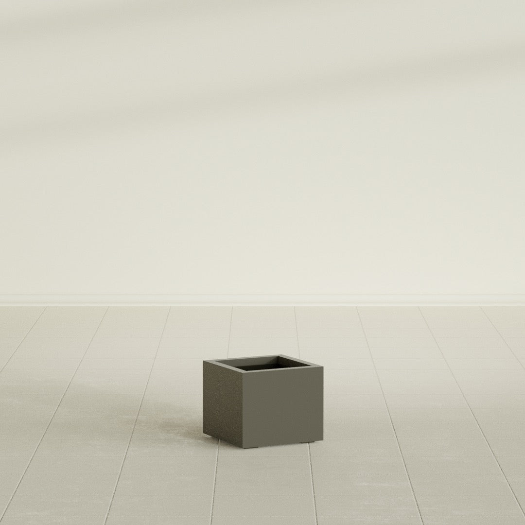 Cuba corner fiberglass planter in Matte Bronze