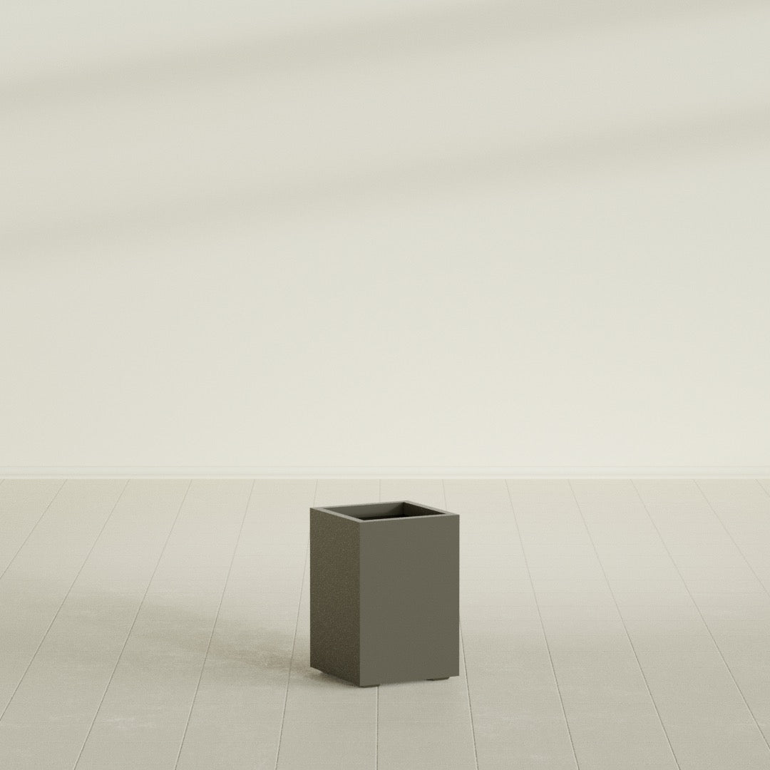 Tolga corner fiberglass planter in Matte Bronze