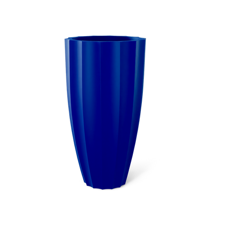 San Jose Tall Fluted Planter, Matte Cobalt Blue finish
