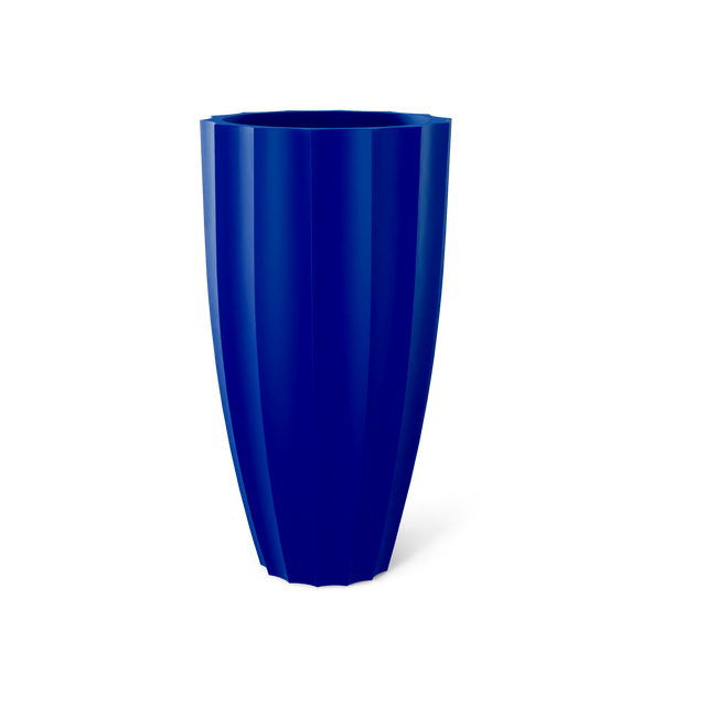 San Jose Tall Fluted Planter in Matte Cobalt Blue