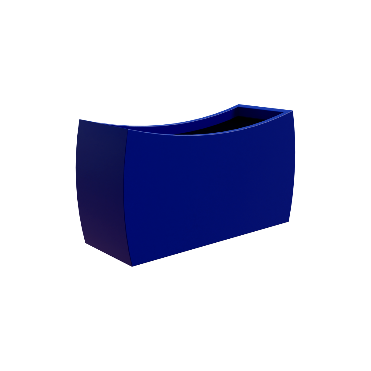 Seoul curved rectangular fiberglass planter in Matte Cobalt Blue
