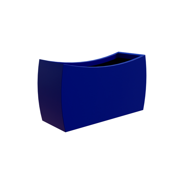 Seoul curved rectangular fiberglass planter in Matte Cobalt Blue