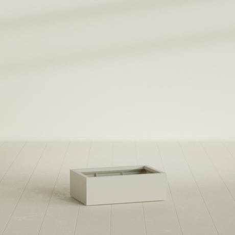 Antwerp rectangular fiberglass planter in Matte Cement Grey (shown in Satin Beige; color approximate)