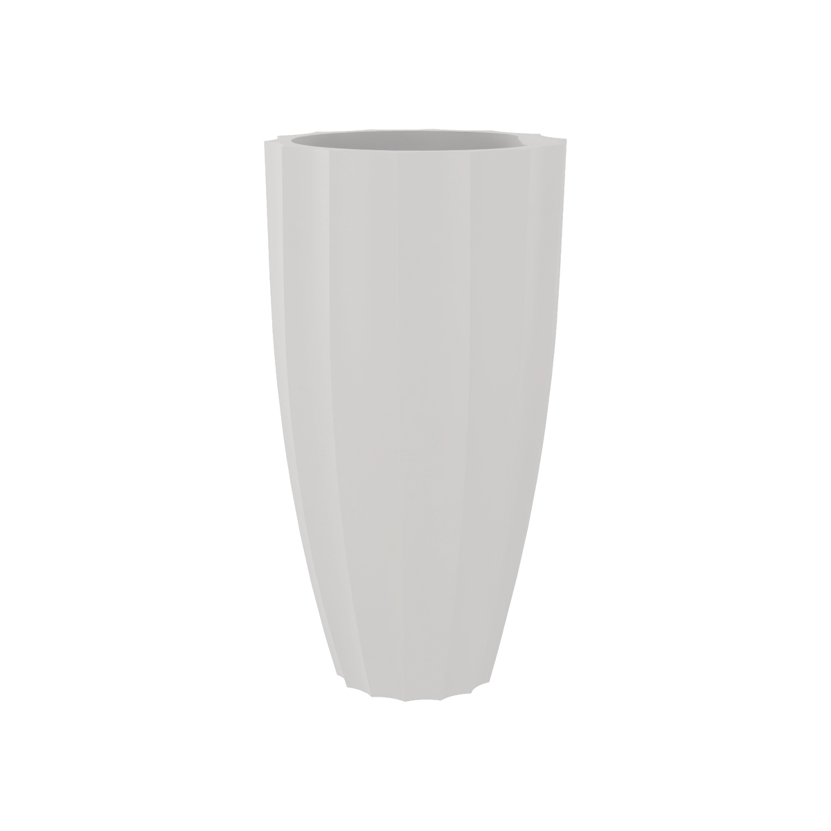San Jose tall fluted fiberglass planter in Matte Cement Grey